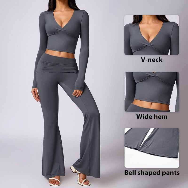 2024 New Versatile Long sleeved Beauty Back Quick Drying Yoga Set for Women's Running Fitness Outwear Tight Fitness Set