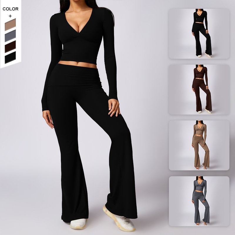 2024 New Versatile Long sleeved Beauty Back Quick Drying Yoga Set for Women's Running Fitness Outwear Tight Fitness Set