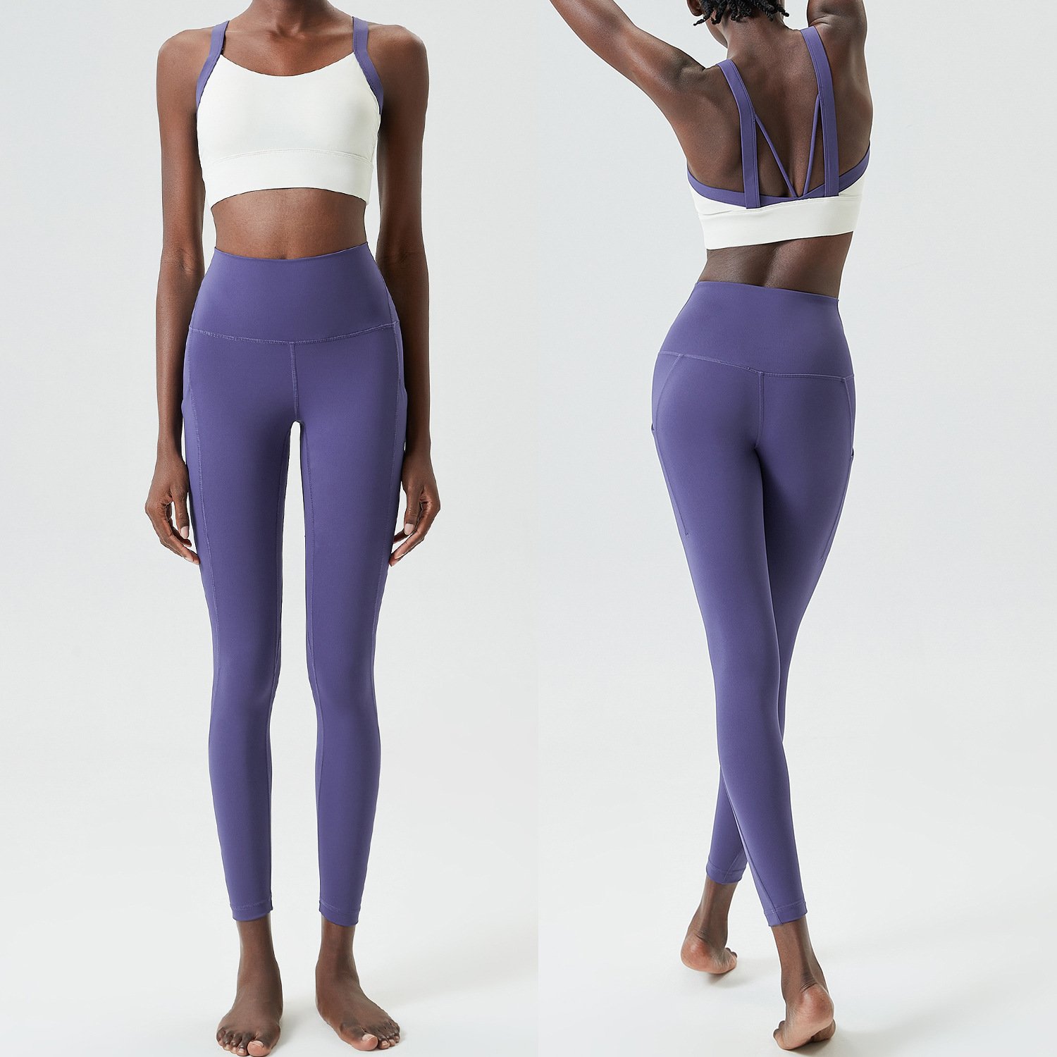 Women Quick Dry Athletic Wear High Waist Leggings and Bra Running Training Outfits Gym Exercise Seamless Yoga Set