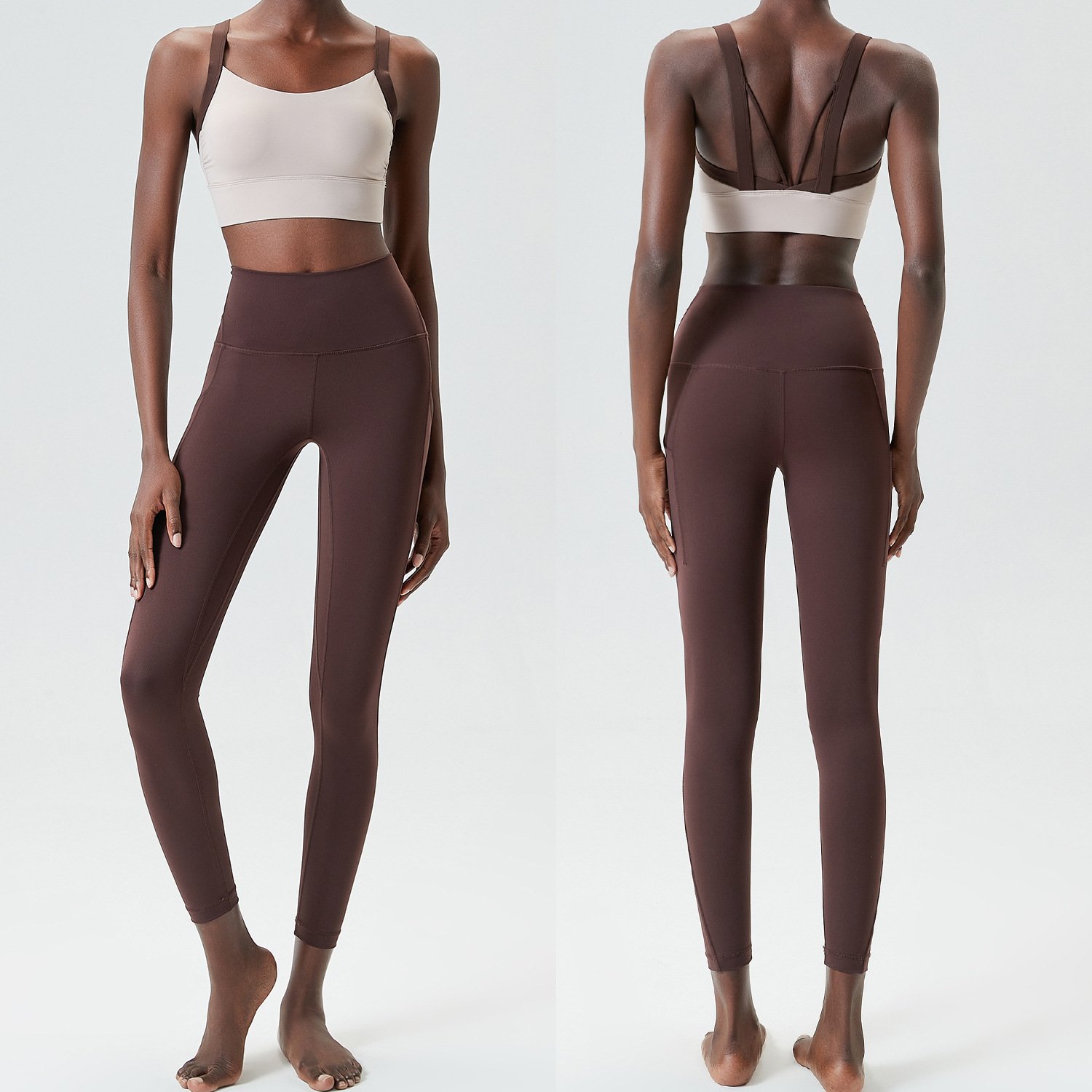 Women Quick Dry Athletic Wear High Waist Leggings and Bra Running Training Outfits Gym Exercise Seamless Yoga Set