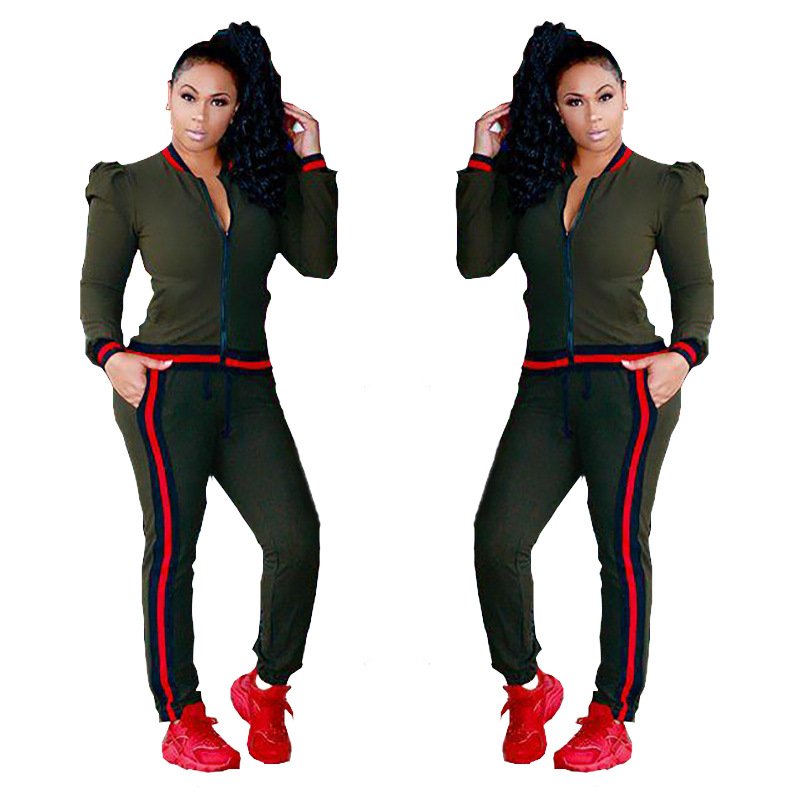 Autumn/Winter 2024 Sportswear 2 sets women's plus-size long-sleeved zipper crop top trousers outdoor jogger loose casual suit