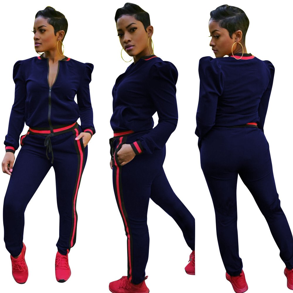 Autumn/Winter 2024 Sportswear 2 sets women's plus-size long-sleeved zipper crop top trousers outdoor jogger loose casual suit
