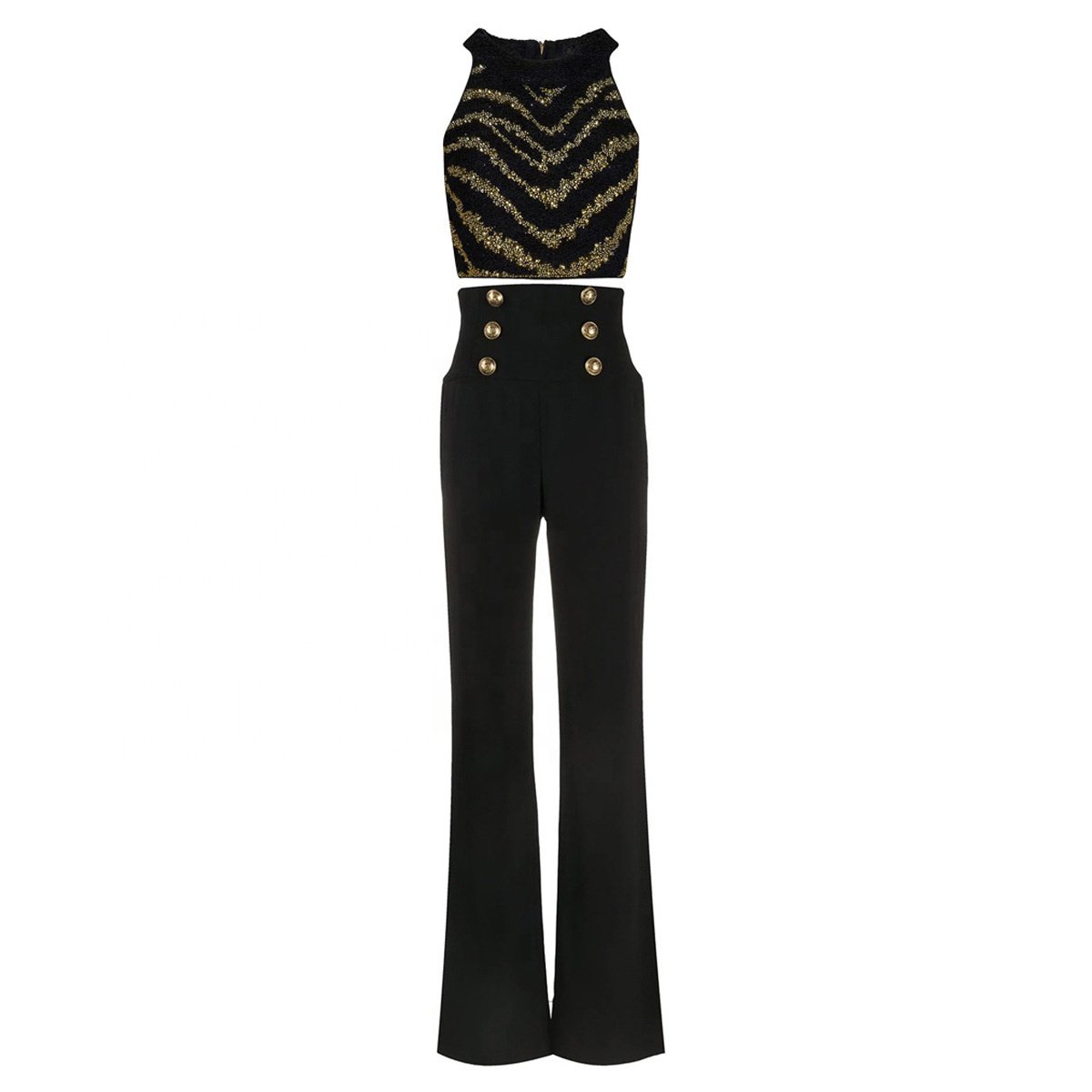 2023 High Quality Plus Size Women's Sets Elegant High Waist Office Lady Black Women's Two Piece Pants Set