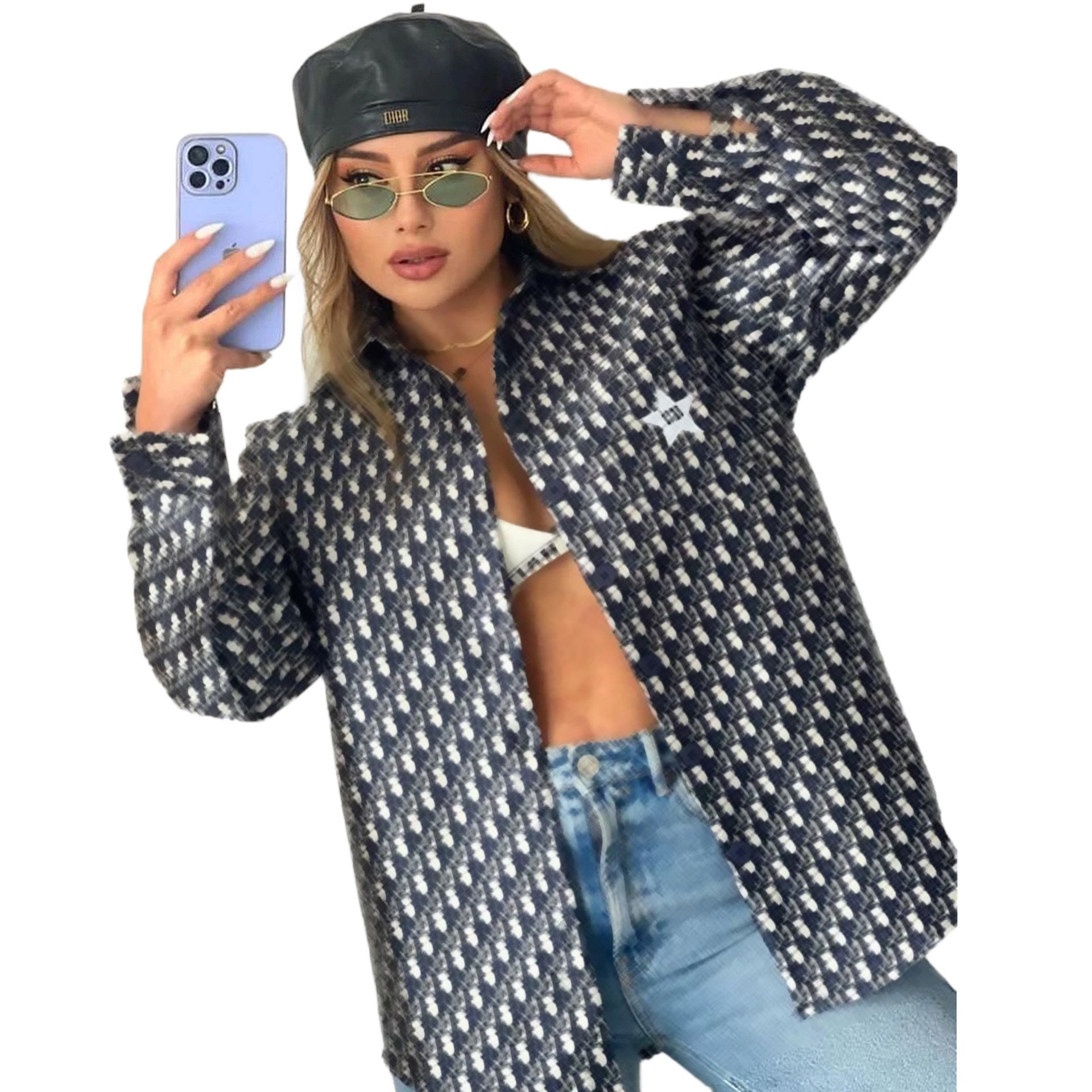 New Cool Silk Cotton Embroidery Women's Slim Loose Shirt Designer Brand Women's Tops Jacket