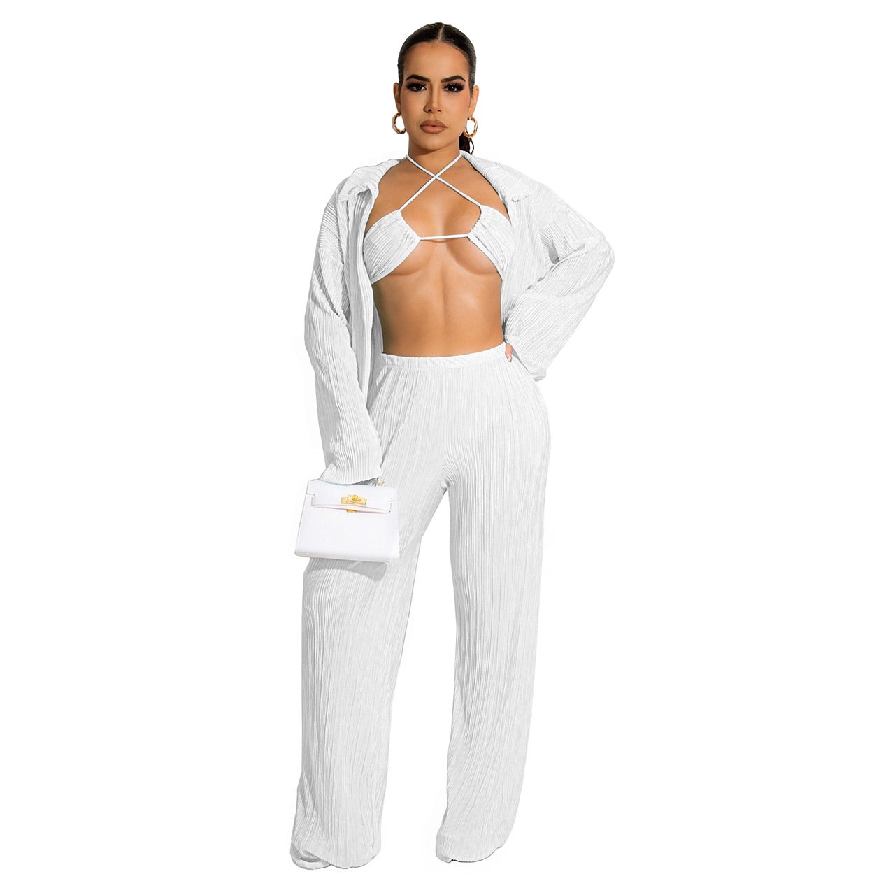 Amazon Womens Luxury Clothing Matching Cardigan Wide Pants Plus Size Women's Sets
