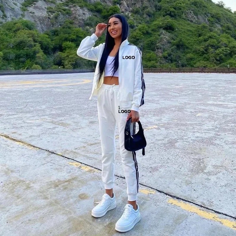 Plus Size Body Letter Print Tracksuit Women Long Sleeve Hoodies Crop Top Sweatpants Jogging Suit Two Piece Set Women Clothing
