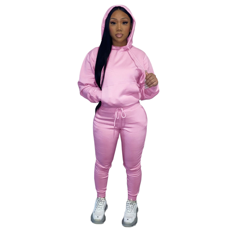 2 Piece Gym Clothes Workout Sweatsuit Women Sweatpants And Hoodie Set