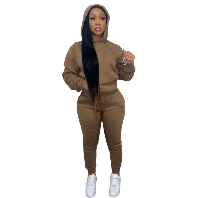 2 Piece Gym Clothes Workout Sweatsuit Women Sweatpants And Hoodie Set