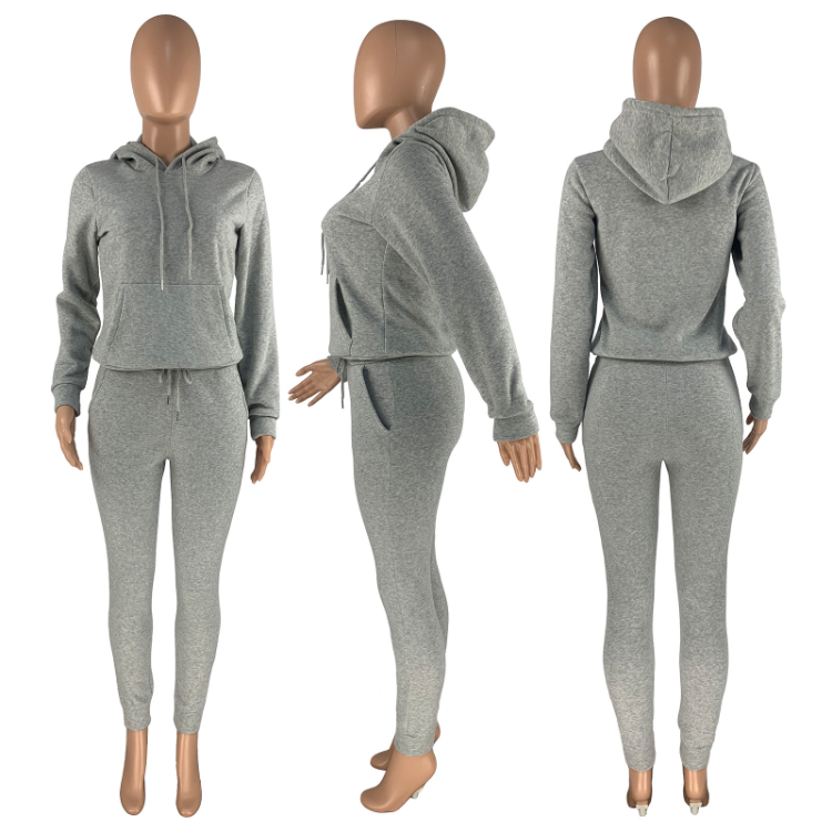 2 Piece Gym Clothes Workout Sweatsuit Women Sweatpants And Hoodie Set