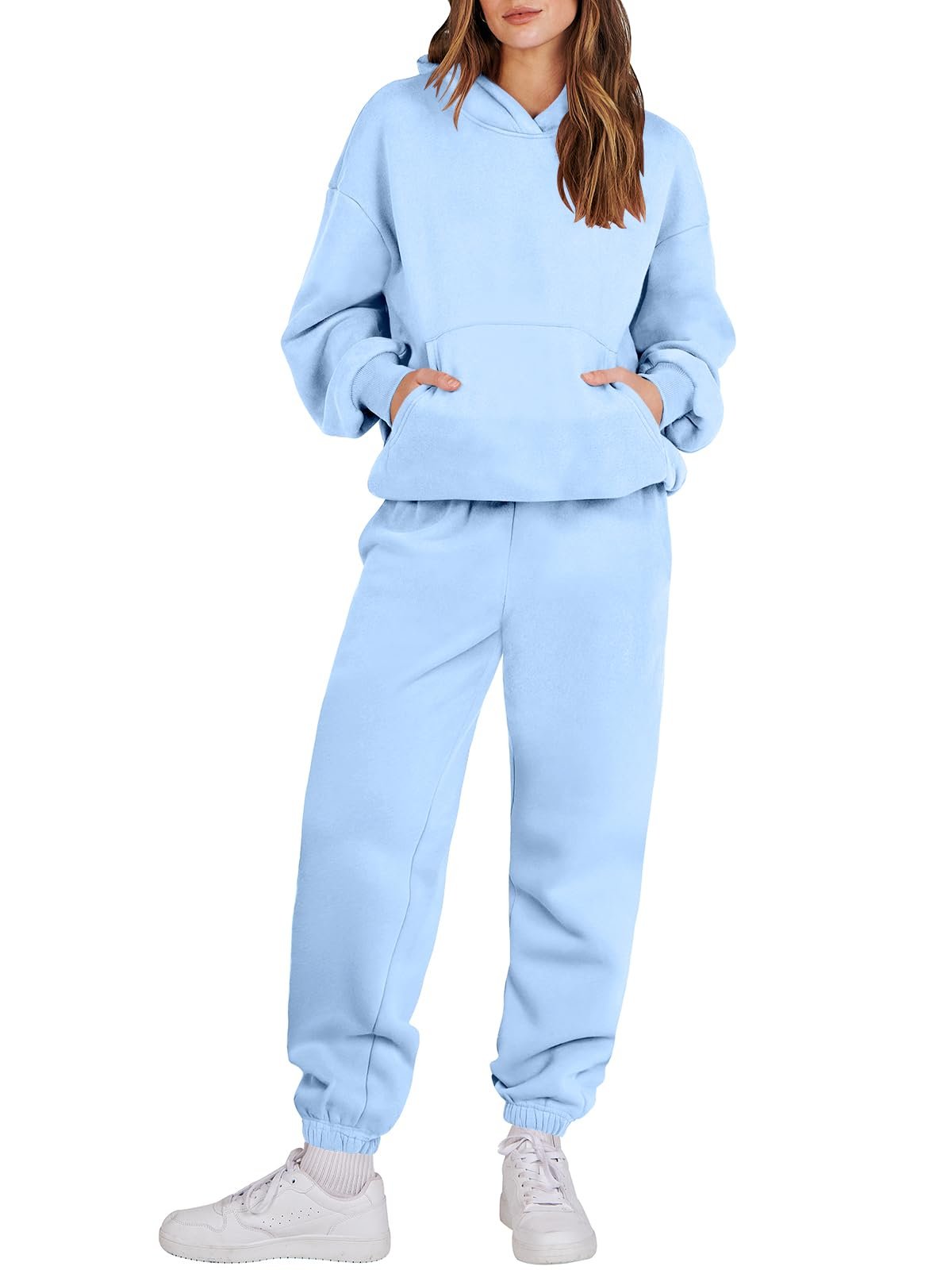 Wholesale Heavy Weight Cotton Blank Plus Size Baggy Long Sleeve Women's Clothing 2 Pieces Hoodies And Sweatpants Jogger