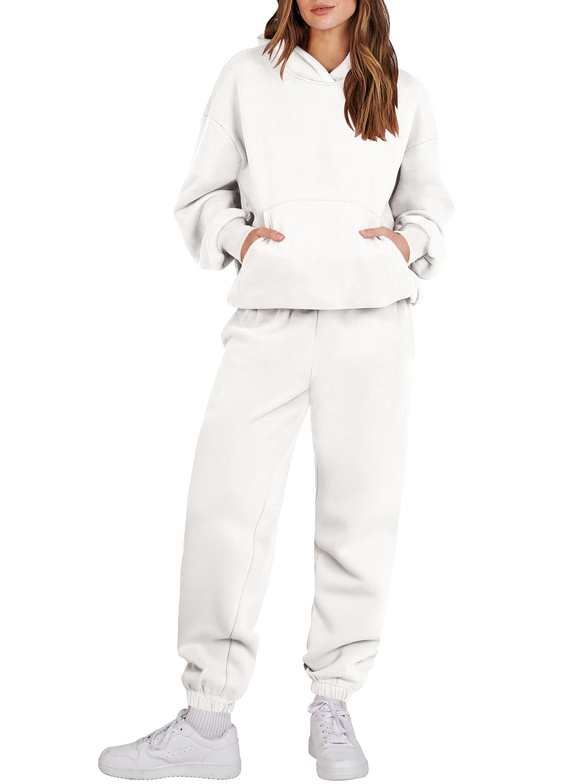 Wholesale Heavy Weight Cotton Blank Plus Size Baggy Long Sleeve Women's Clothing 2 Pieces Hoodies And Sweatpants Jogger