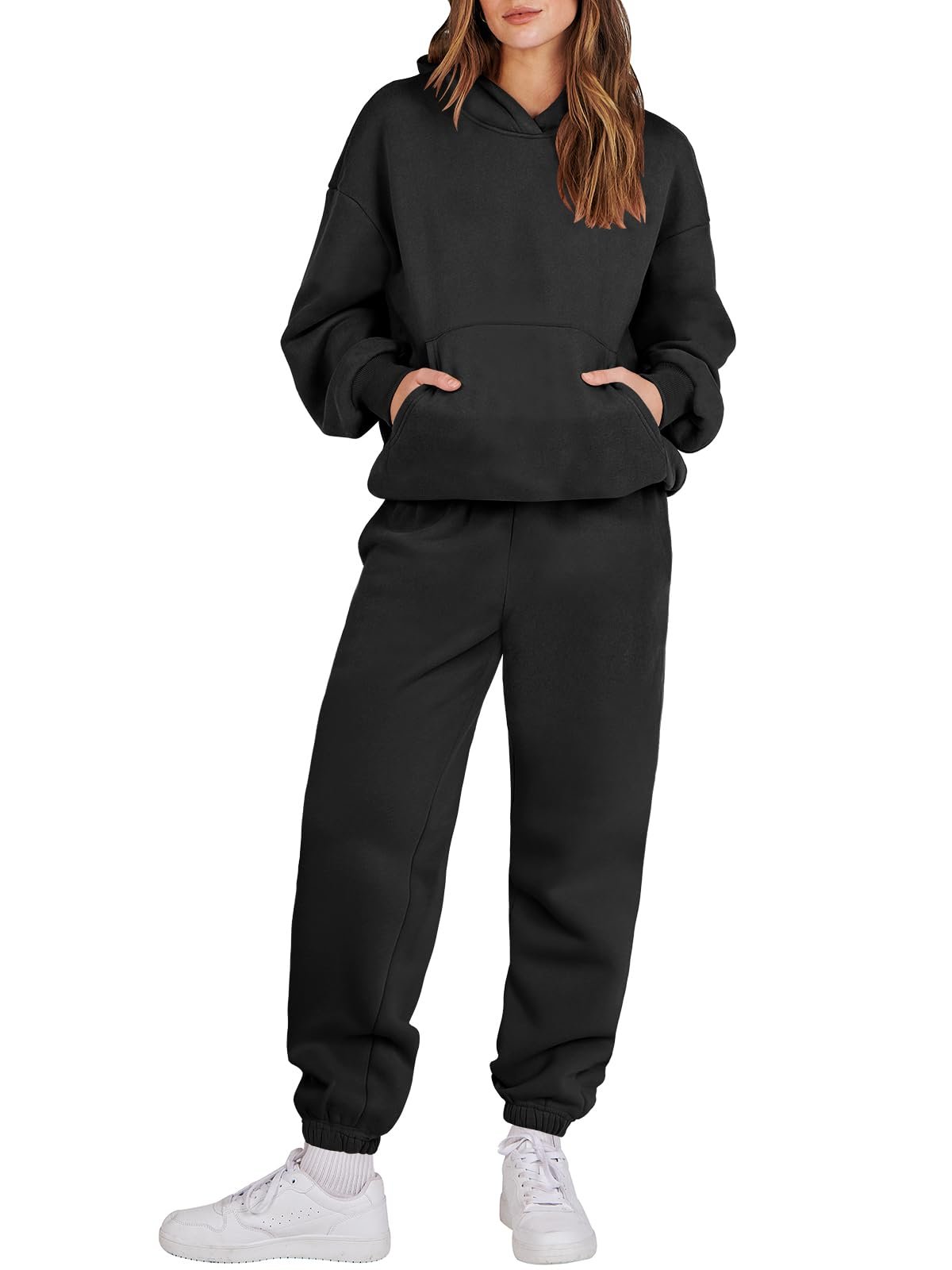 Wholesale Heavy Weight Cotton Blank Plus Size Baggy Long Sleeve Women's Clothing 2 Pieces Hoodies And Sweatpants Jogger