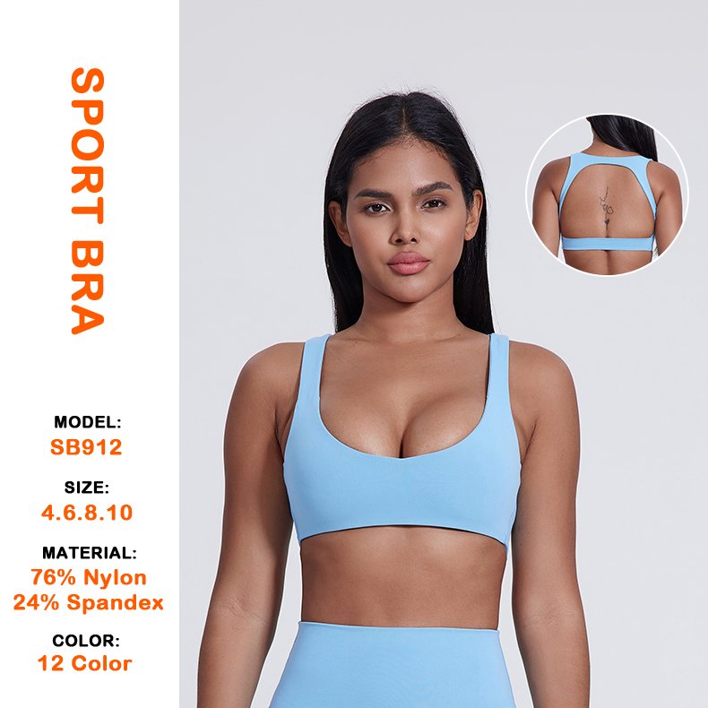 Custom Women's Naked Feel Fitness Apparel Shockproof U Neck Sport Bra Crop Top Beautiful Back Breathable Girl Yoga Workout Bra