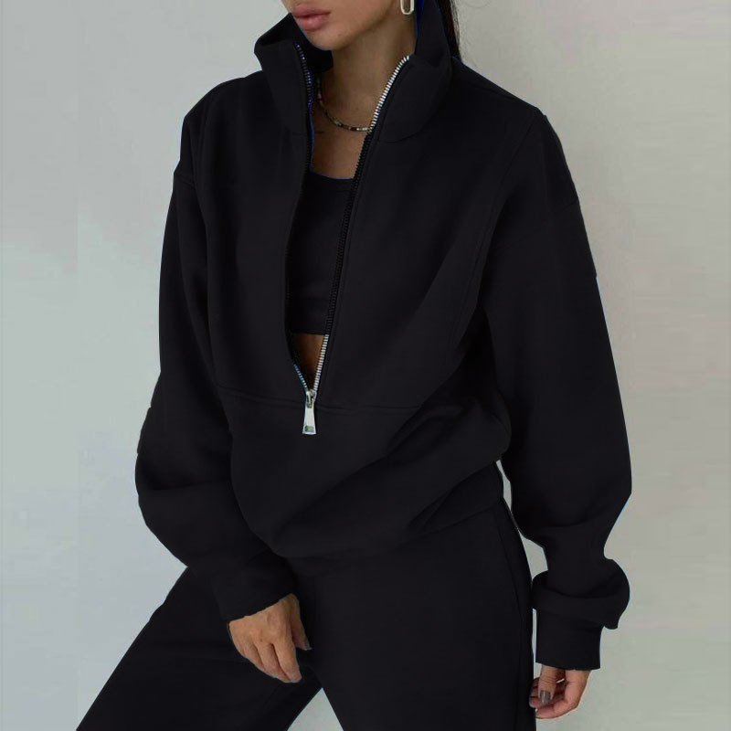Wholesale Fashion Sexy Thick Sports Plus Size Outfits Gym Custom Embroidery Logo Jogger Zip Up Tracksuits 2 Piece Women'S Sets
