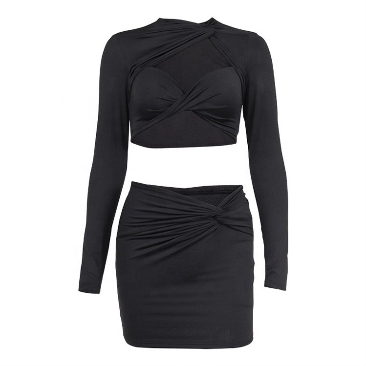 guangzhou custom y2k lady fashion designer bulk clothes tops skirt 2 two piece women's sets clothing manufacturers