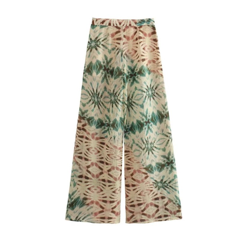 TAOP&ZA 2023 autumn new women's clothing halter collar print top high waist wide leg trousers 2731274 2731273