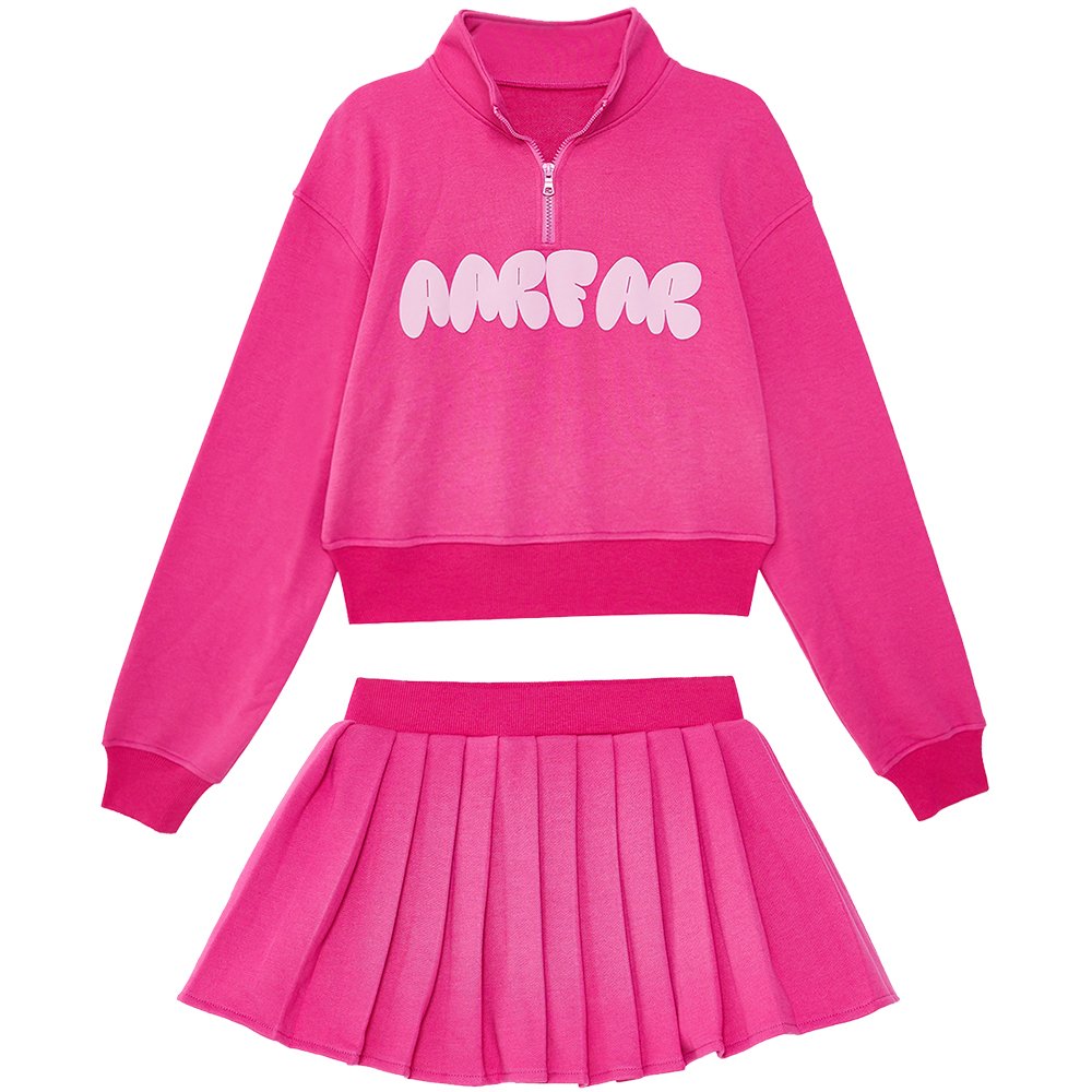 Women's Sets Zipper Cropped Hoodie Women's Pleated Skirts French Terry Custom Puff Print Logo Two Piece Set Women Clothing