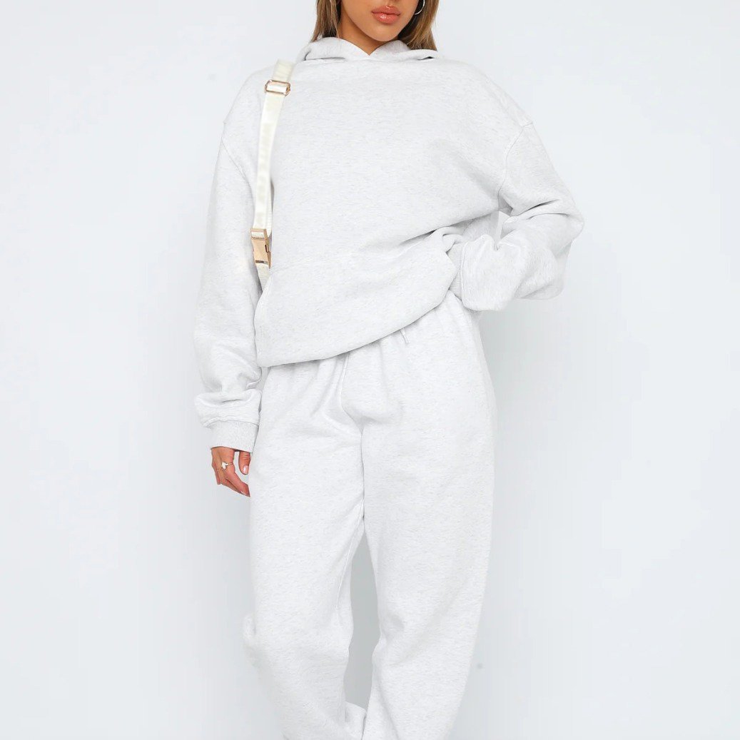 Unisex Casual Sports Wear Hooded Knitting Fabric Tracksuit manufacturer Sweatpants and Hoodie Set for Women