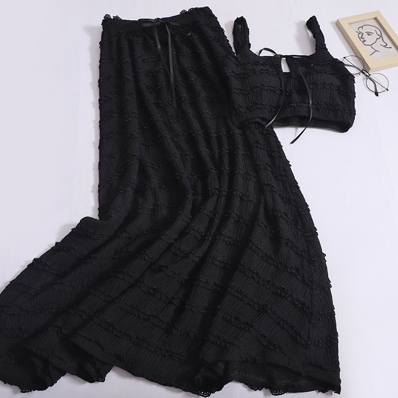 Boutique Wholesale 2024 Autumn New French Sweet Temperament Camisole Half Skirt Women's Set