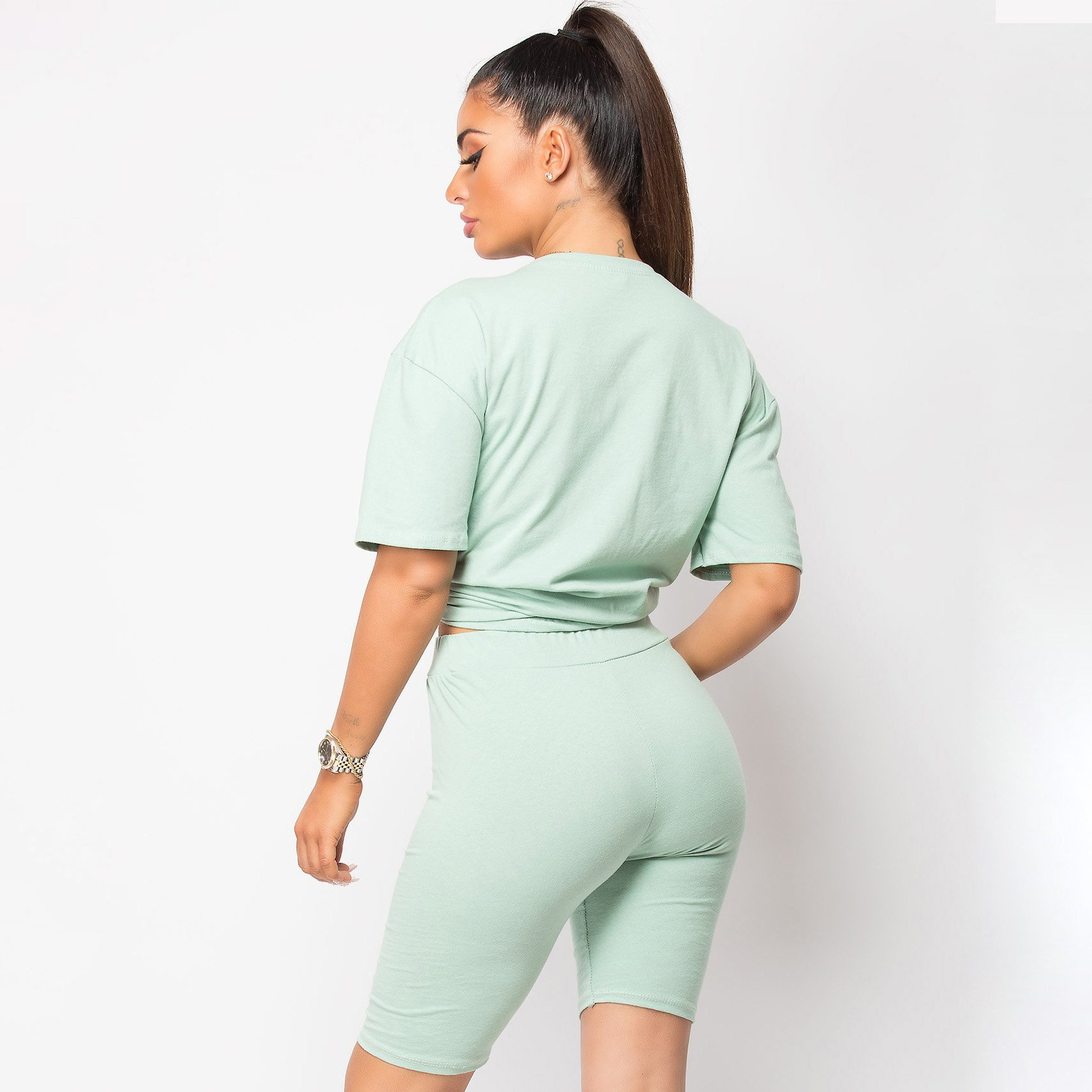 Women Slim Fit Premium Quality Two Piece Shirt And Shorts Set Custom Ladies Workout Active Women Clothes Set