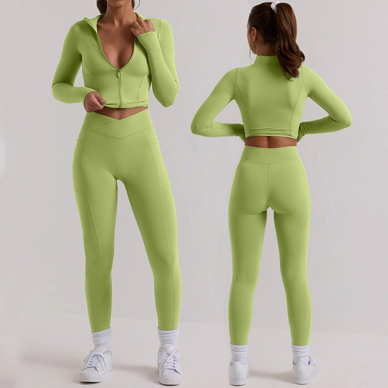 Women's Yoga Set Comfortable Sportswear Workout Clothes Womens Gym Leggings Fitness Bra Long Sleeve Crop Top Sports Suits