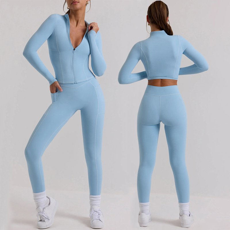 Women's Yoga Set Comfortable Sportswear Workout Clothes Womens Gym Leggings Fitness Bra Long Sleeve Crop Top Sports Suits