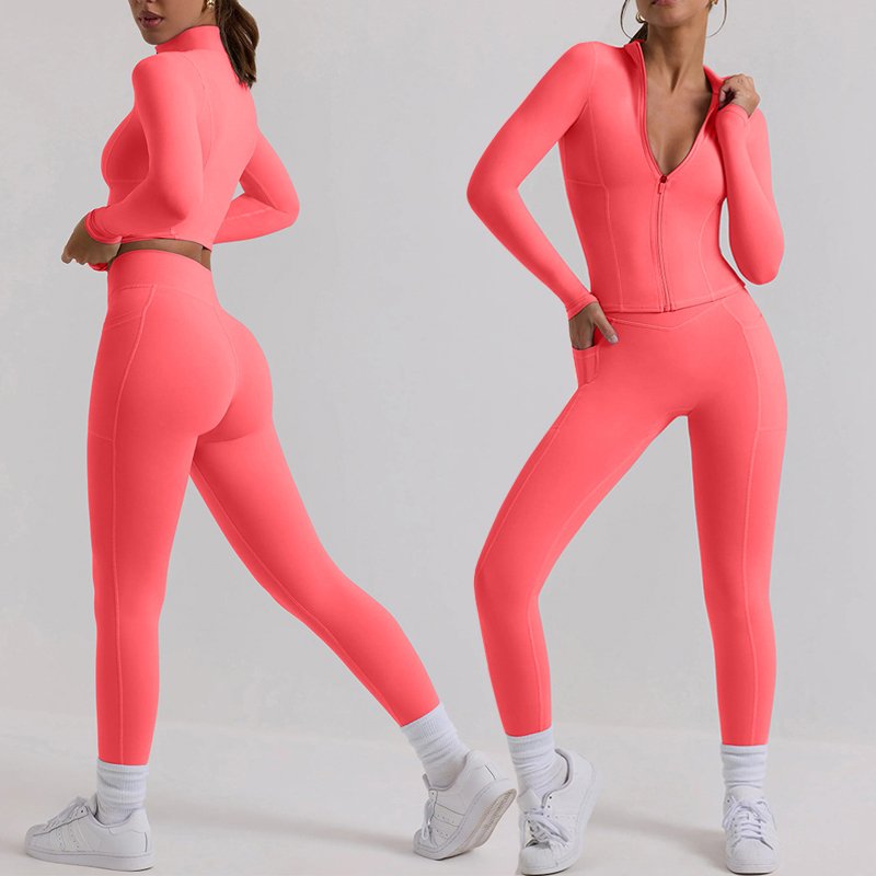 Women's Yoga Set Comfortable Sportswear Workout Clothes Womens Gym Leggings Fitness Bra Long Sleeve Crop Top Sports Suits