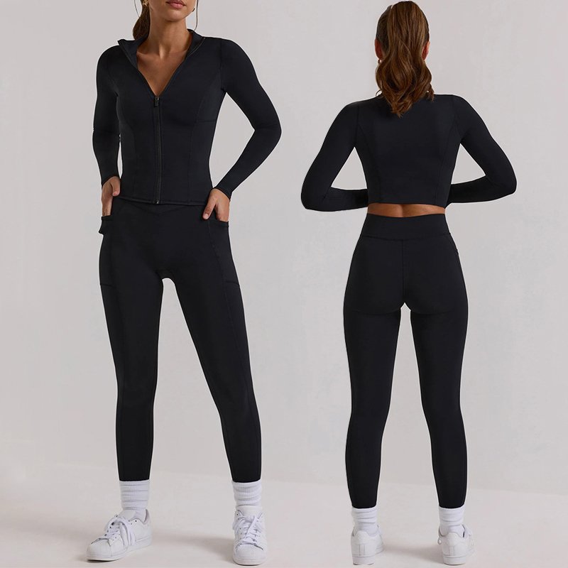 Women's Yoga Set Comfortable Sportswear Workout Clothes Womens Gym Leggings Fitness Bra Long Sleeve Crop Top Sports Suits