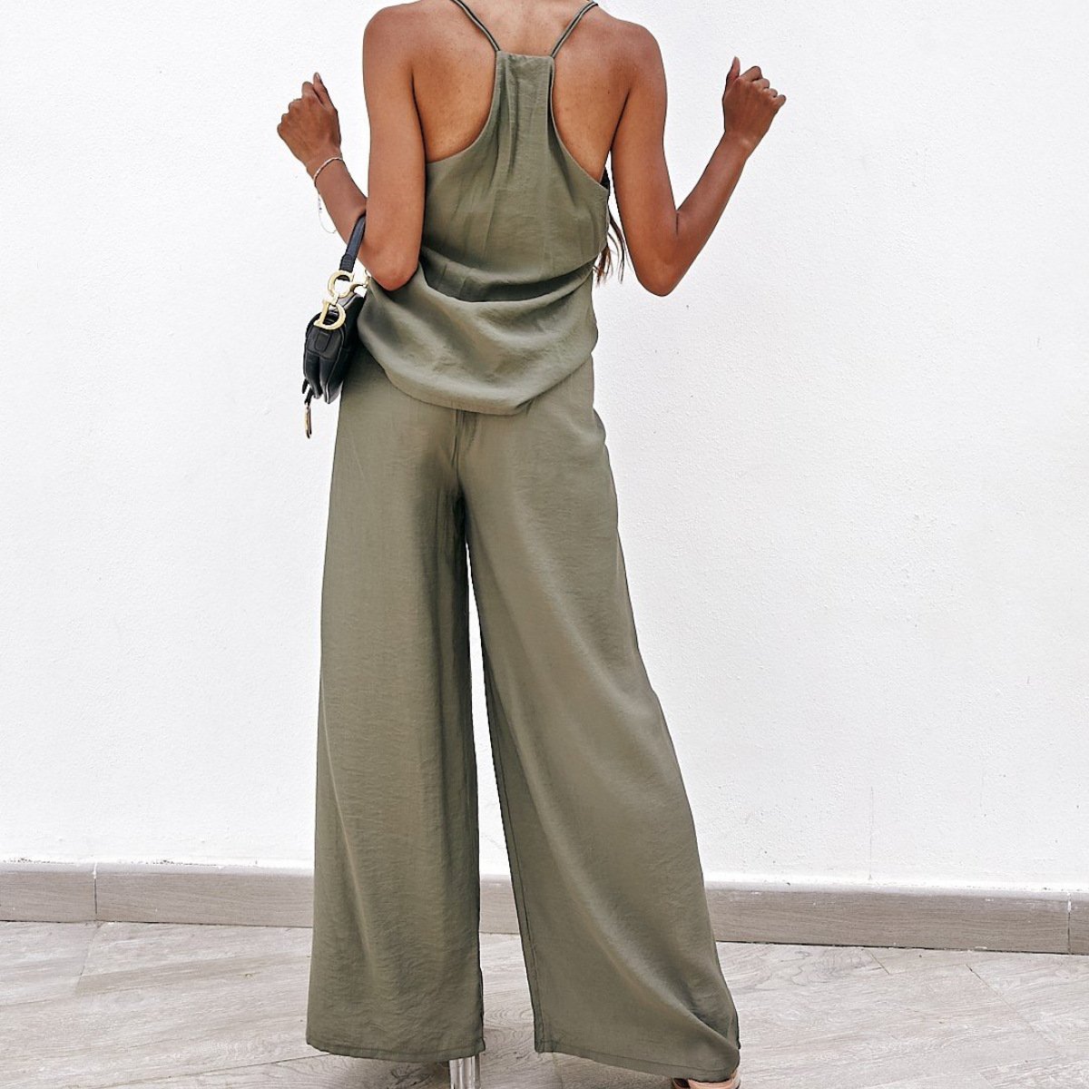 PASUXI 2024 Newest Lady Suspenders Strapless Tight Vest Top Wide Leg Pants Suit Women Plus Size Two Piece Set