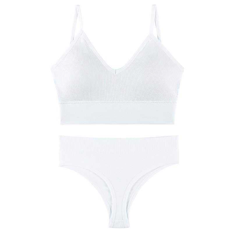 Wholesale underwire Lingerie Set Sexy Woman bra Push Up Seamless Solid Color Vests Set Women's Panties women Crop Beauty Back