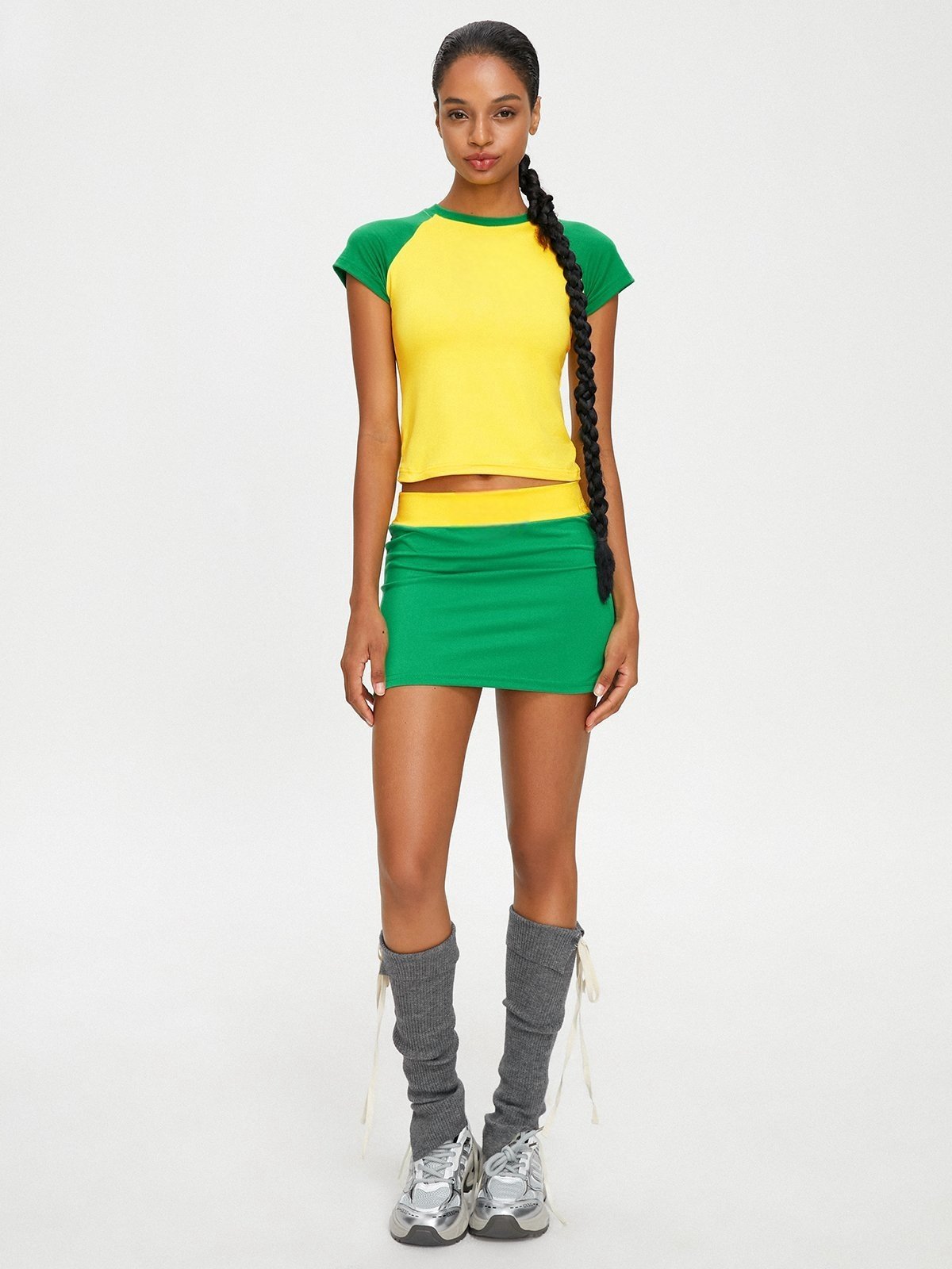 Custom Summer 2 Piece Set Women Basic Baby Tee Slim Fitted Crop Tops Short Sleeve Country Flags T Shirts And Shorts Sets Women