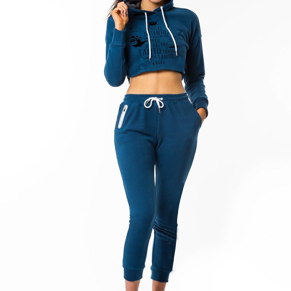 Custom Hoodie Women's Winter Clothes 2024 Crop Top Jogger Thick Fleece Cotton 2 Piece Pants Set Stack Sweatpants And Hoodie Set