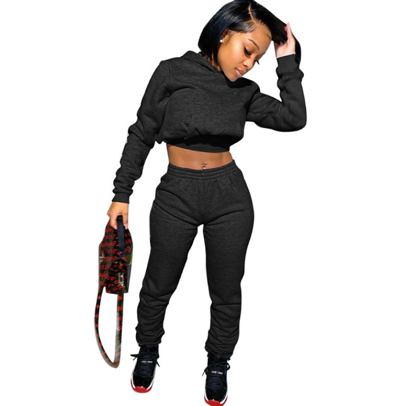Custom logo womens clothing fall two piece pants set sweatpants and hoodies with jogger woman sweat women's sets
