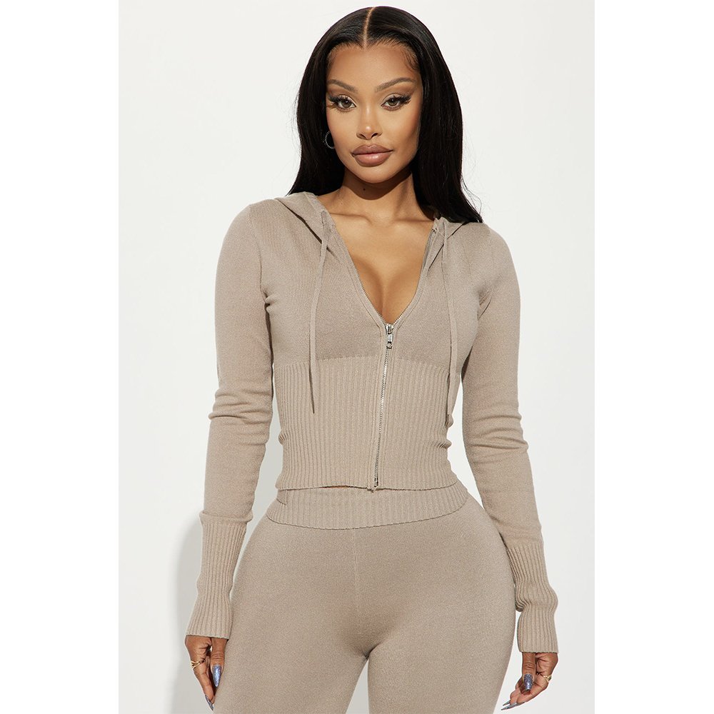 Best Selling Women's Sets Zipper Abdomen Waisted Sweat Suits Winter Warm Clothing Sets.