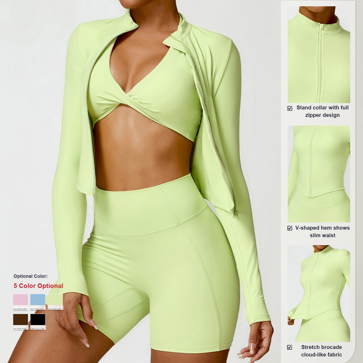 Hot Sale Women's Winter Yoga Sets Long Sleeve Gym Training Clothes Yoga Tight jacket Bra Fitness Sports Shorts Workout leggings