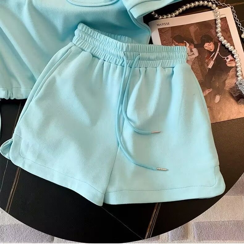 European high-end sportswear women's summer 2024 new fashion casual shorts short sleeve zipper pocket two-piece set
