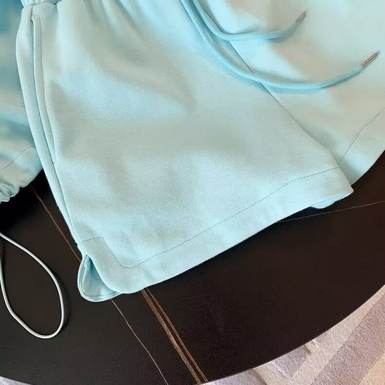 European high-end sportswear women's summer 2024 new fashion casual shorts short sleeve zipper pocket two-piece set