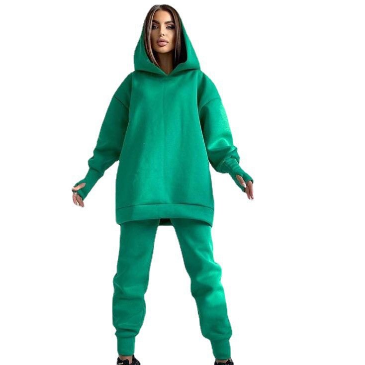Custom Logo Plus Size Hoodie Training Jogging Wear Two Piece Clothing Wholesale Women Cotton Jogging stacked sweat suits