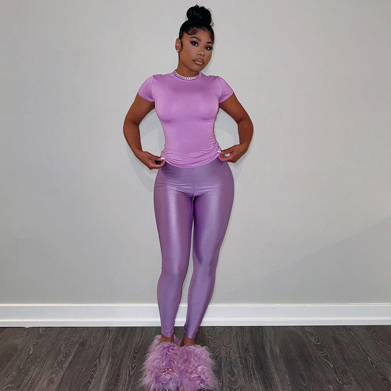 New 2024 Women's 2-piece short sleeve and leggings set