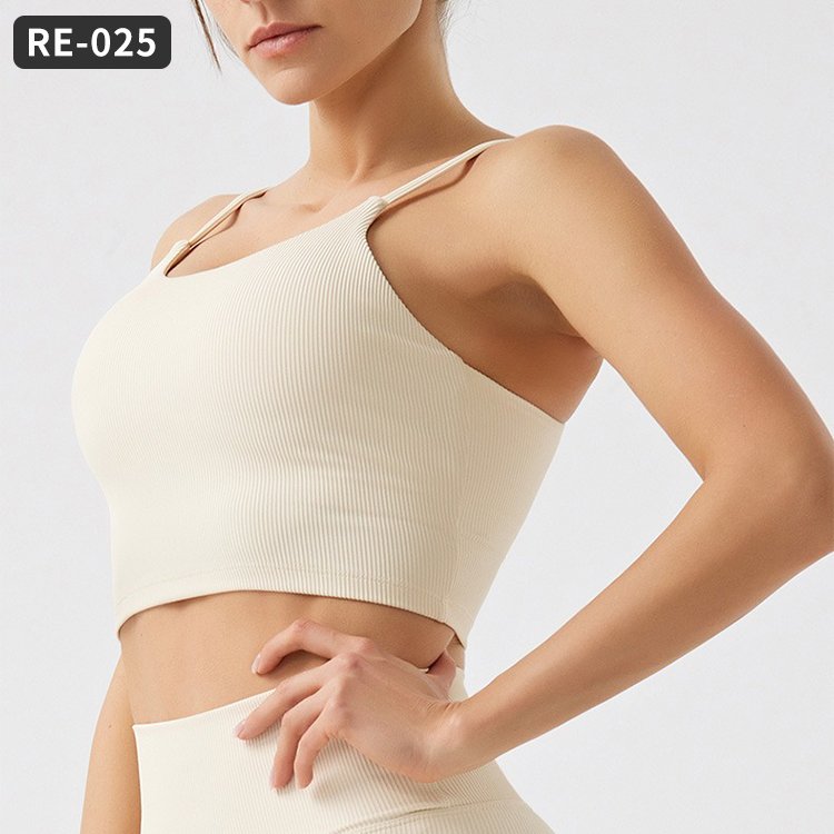 Custom Logo Ribbed Fabric Recycled Nylon Yoga Vest Sports Leggings Workout Girls Clothing Sets Women's Sets Gym Fitness Sets