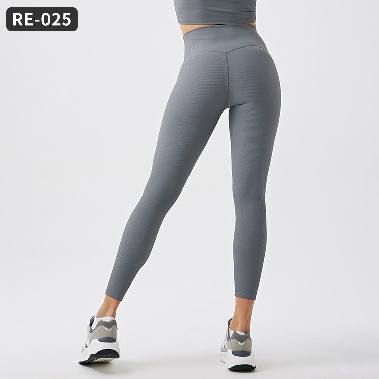 Custom Logo Ribbed Fabric Recycled Nylon Yoga Vest Sports Leggings Workout Girls Clothing Sets Women's Sets Gym Fitness Sets