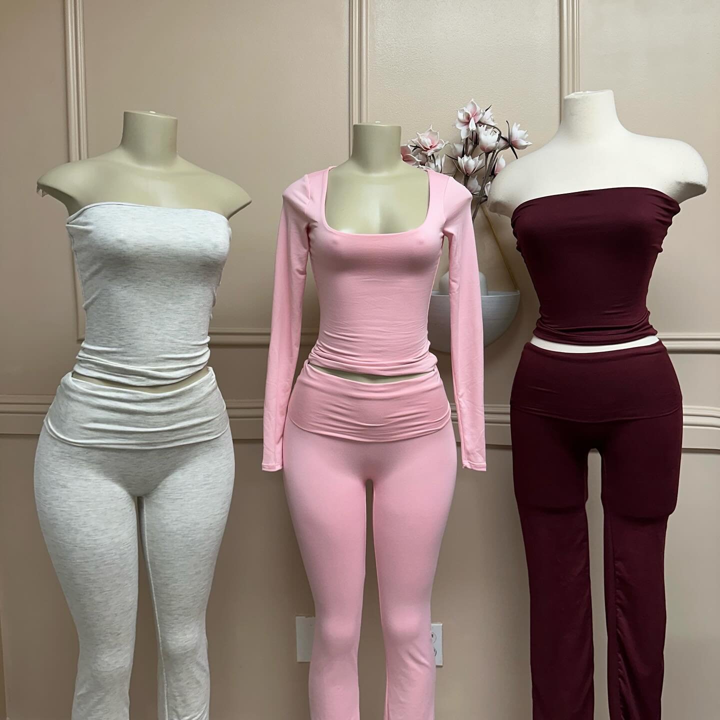 Custom 2 Piece Loungewear Set Matching Headband Women T-Shirt High Waist Foldover Flare Pants Two Piece Lounge Wear Women's Sets