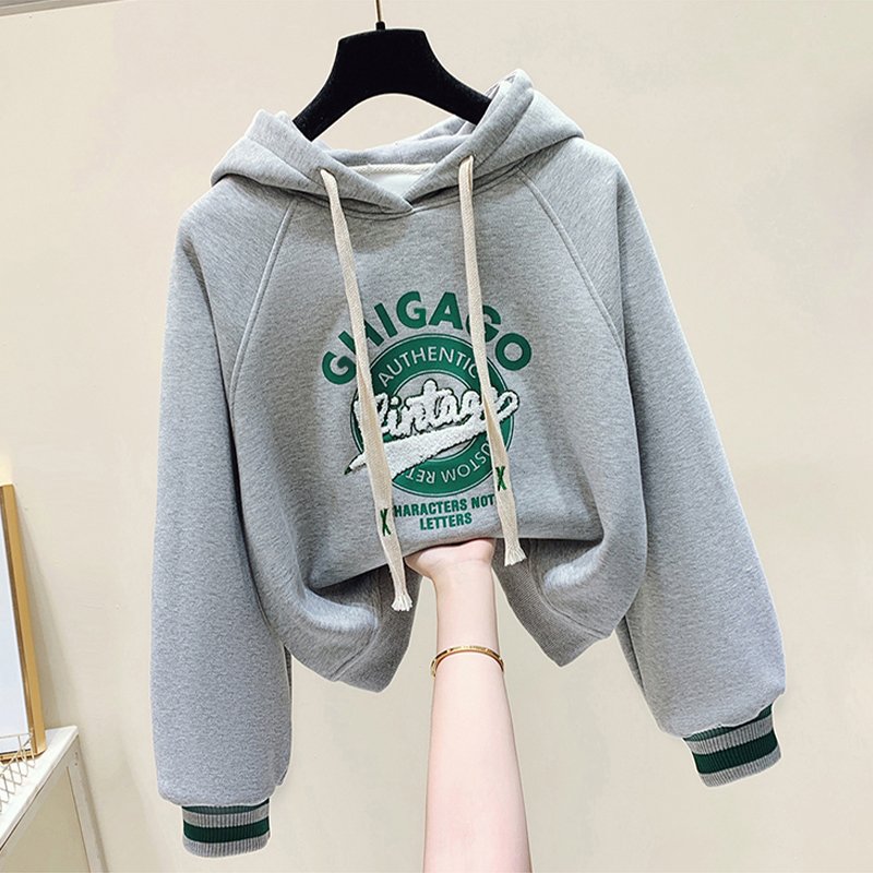 Custom plus size cropped sweatpants Chenille Embroidery puff print 100% cotton hoodies set women pullover hoodi manufacturer