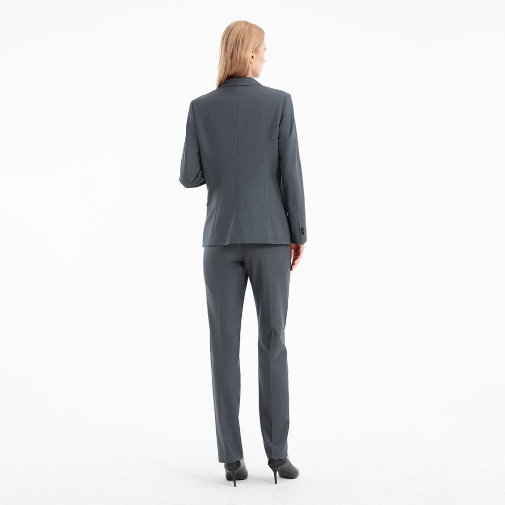 OEM Clothing Manufacturers Grey suit women's sets Wool polyester jacket pants elegant soft formal woman outfit suit for working