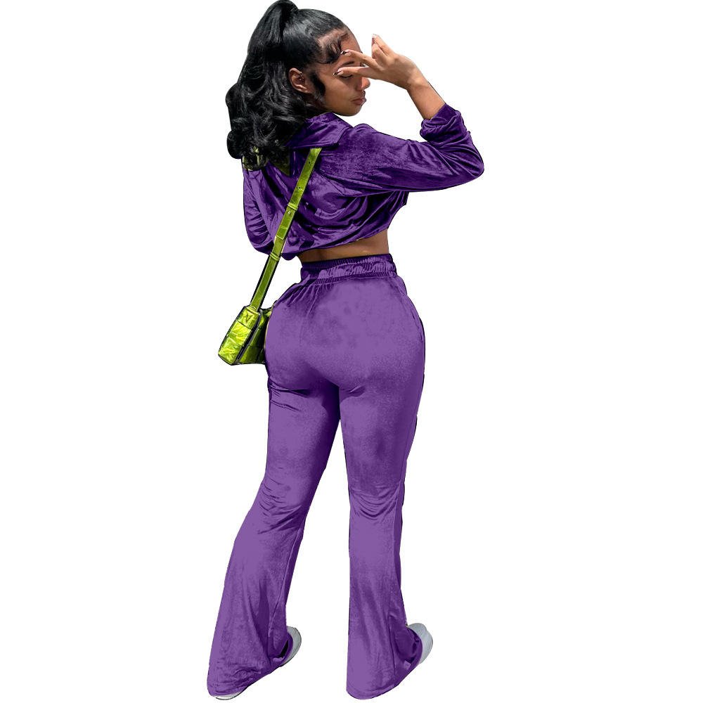 2024 High quality Velvet Sweatpants And Hoodie Set Tracksuit Women's Set