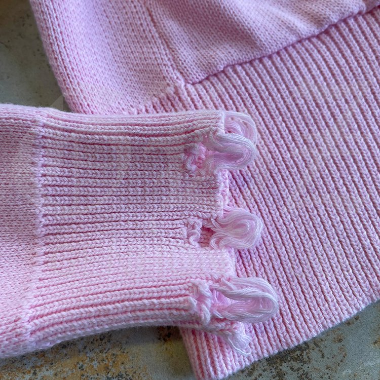 Custom Distressed Pink Knit Zip Hoodies Longer Knit Pants Form-fitting Tracksuit Pants Sets for Women 2 Piece Set