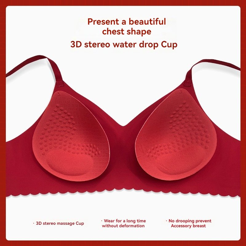 Christmas High quality Factory wholesale Ladies Seamless brassiere Breathable Lady Wireless lingerie women's bra Red sets