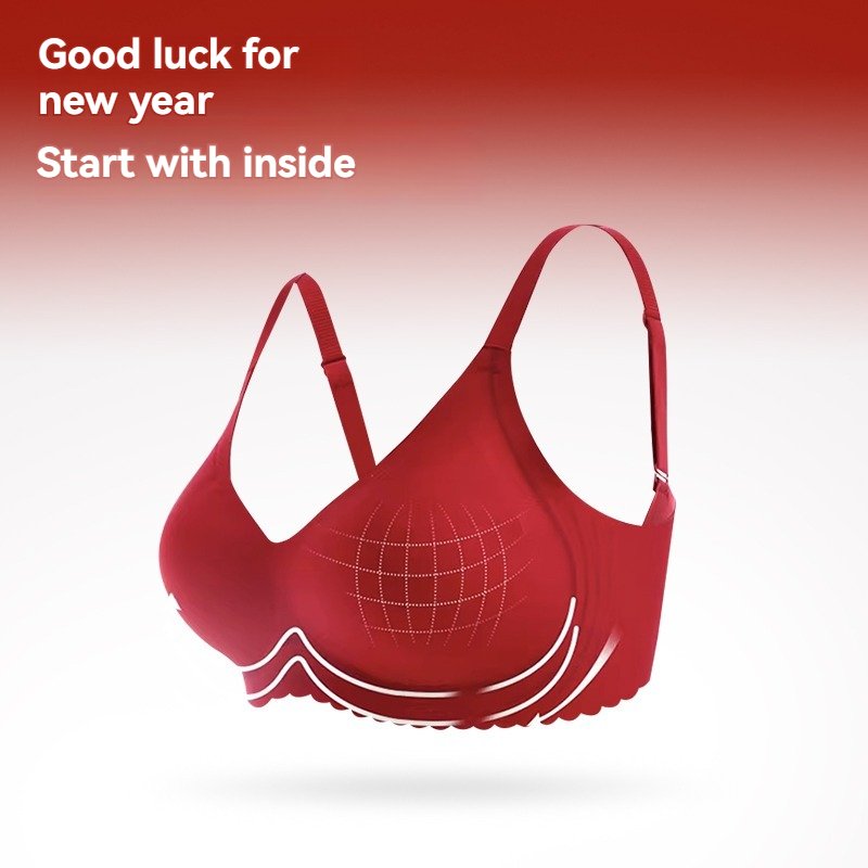 Christmas High quality Factory wholesale Ladies Seamless brassiere Breathable Lady Wireless lingerie women's bra Red sets