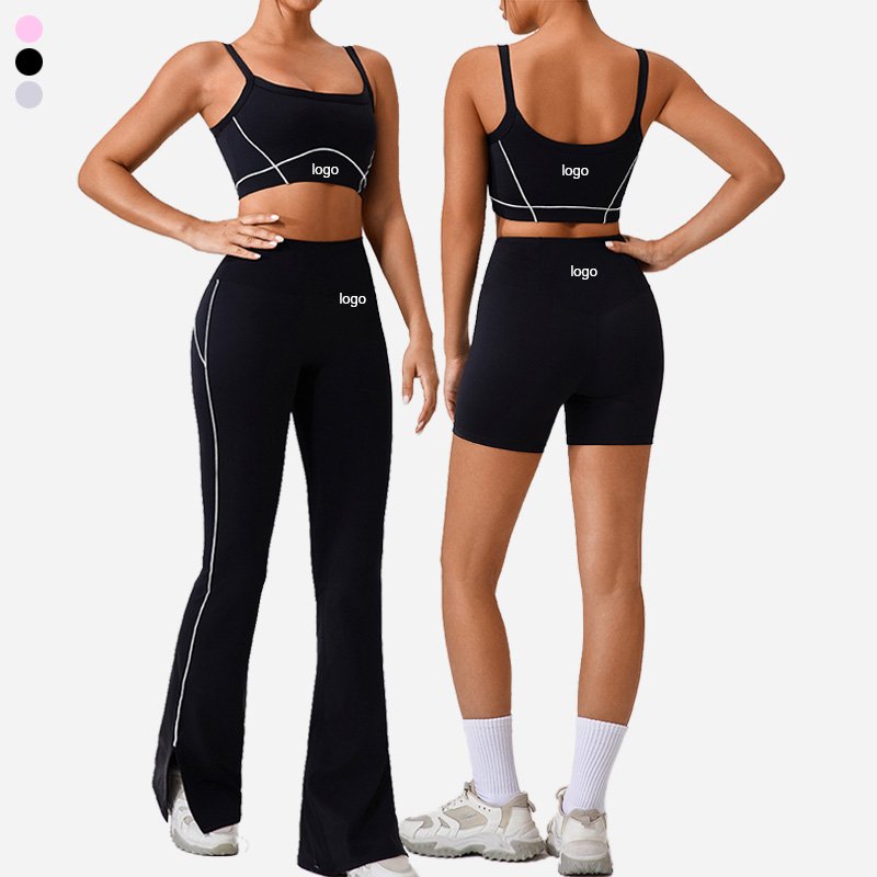 Selling Logo 5 Color Gym Fitness Seamless Yoga Shorts Sportswear 3 Piece Set Women Gym Fitness Sets Two Women's Yoga Set