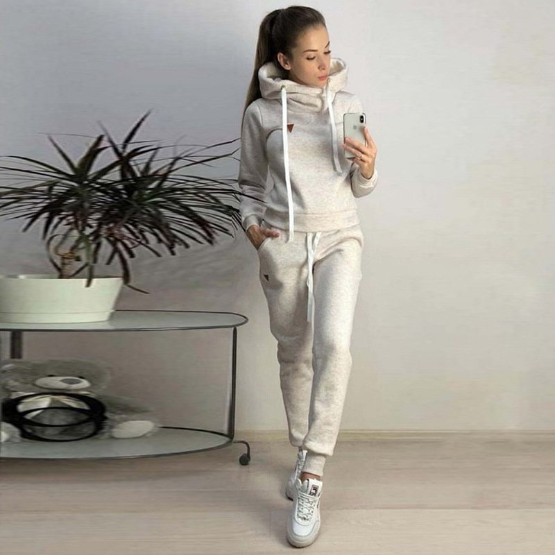Factory Winter Pullover Tracksuits Oem Plus Size Boxy Custom Embroidery Logo Hoodie Outfits 2 Piece Blank Jogger Women'S Sets